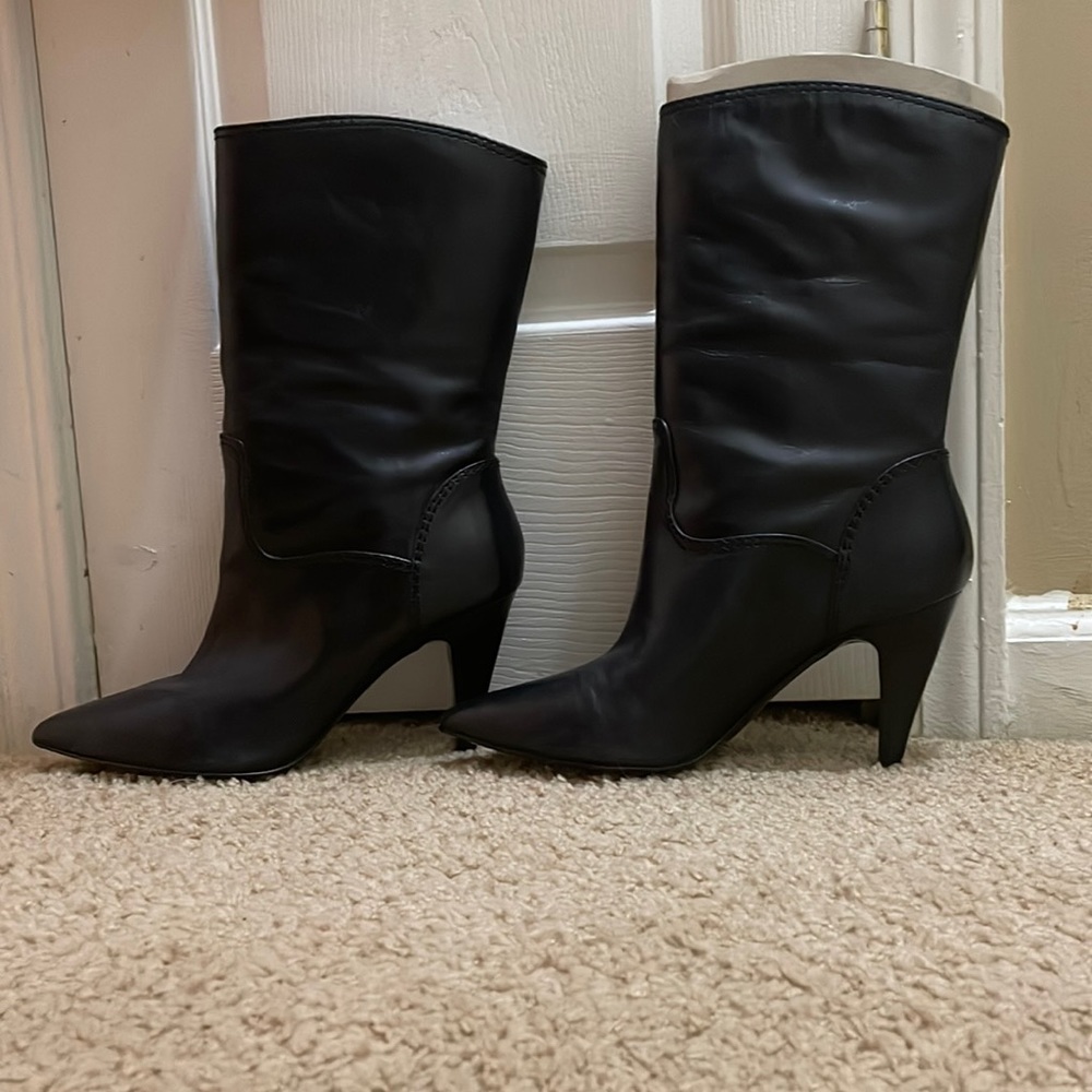 Nine West Women's Pellie Bootie,Black Leather,10.5 M